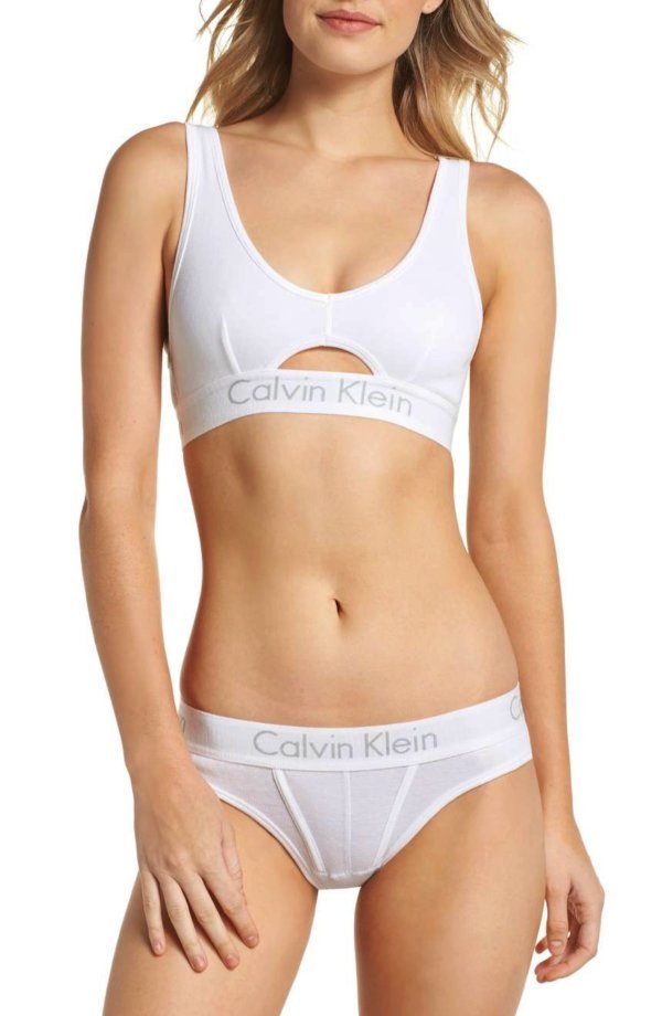 Calvin Klein športová podprsenka Bralette Cut Out Unlined biela