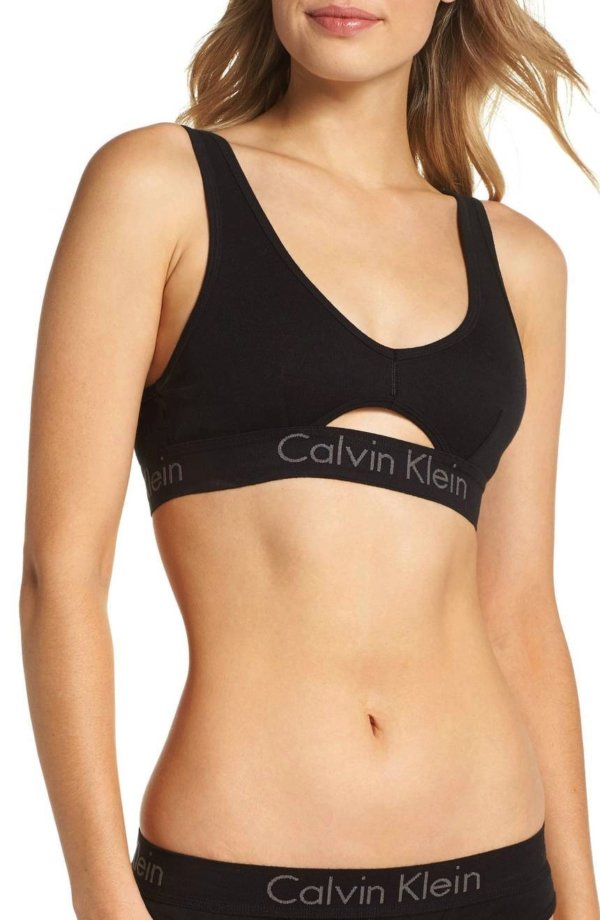 Calvin Klein podprsenka Bralette Cut Out Unlined čierna