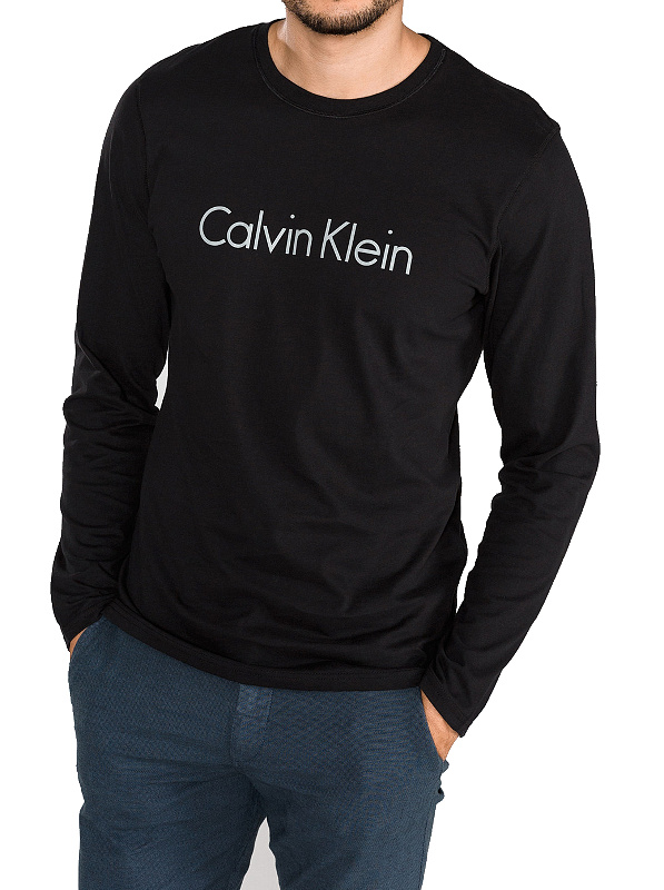 Calvin Klein pánske tričko CC L/S Crew Neck čierne