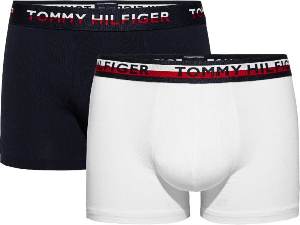 Tommy Hilfiger 2pack boxerky TH2 2P Reverse Waistband Trunk biele/modré