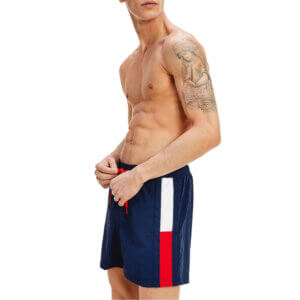 Tommy Hilfiger plavky pánske šortky kúpacie Flag Leg Swim Shorts CUN modré