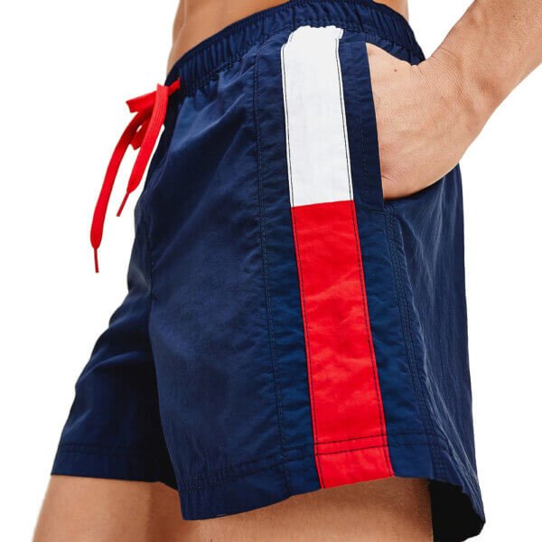 Tommy Hilfiger plavky pánske šortky kúpacie Flag Leg Swim Shorts CUN modré_01