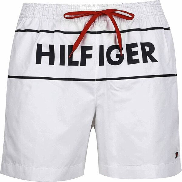 Tommy Hilfiger plavky pánske šortky kúpacie Logo Swim Shorts YCD biele
