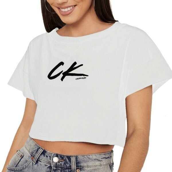 Calvin Klein tričko dámske Cropped Tee biele