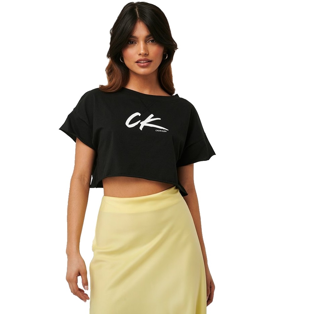 Calvin Klein tričko dámske Cropped Tee čierne