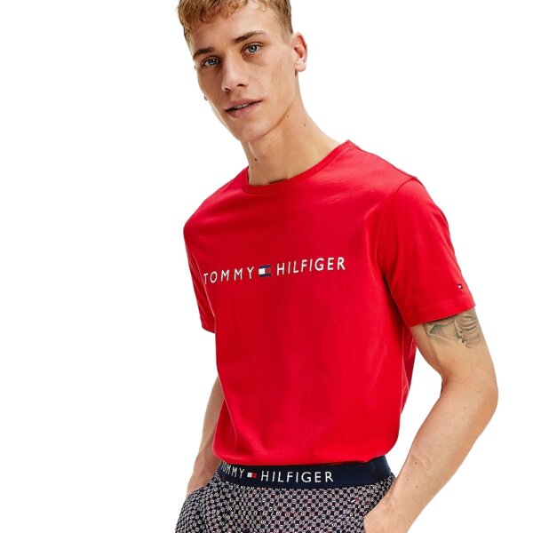 Tommy Hilfiger tričko pánske Crew Neck Logo T-Shirt 611 červené