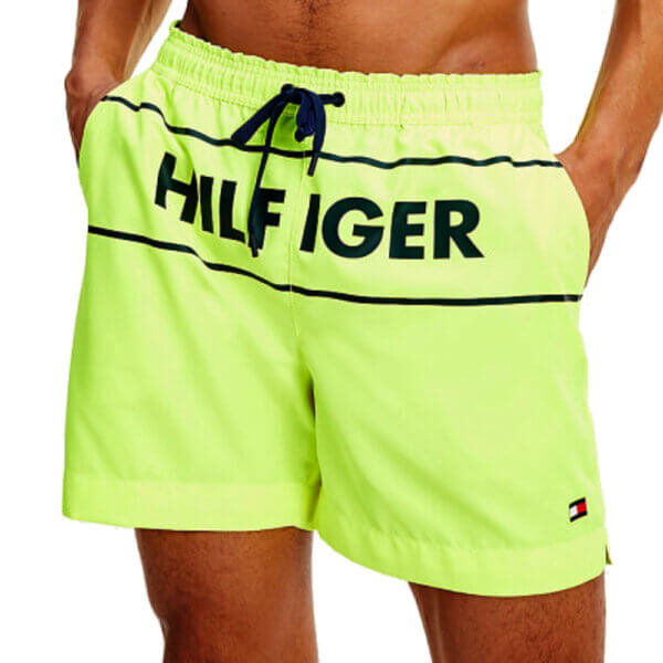 Tommy Hilfiger plavky pánske kúpacie šortky Logo Swim Shorts ZAA neón