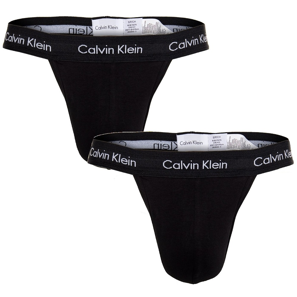 Calvin Klein tangá pánske 2 Pack Thong čierne 001
