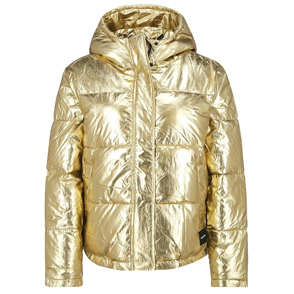 Calvin Klein Jeans bunda dámska zimná prešívaná vetrovka Metallic Puffer Gold zlatá