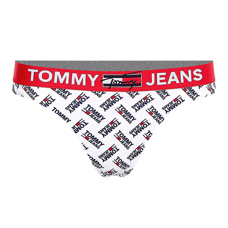 Tommy Jeans plavky dámske spodný diel Brazilian Print biele 0K4