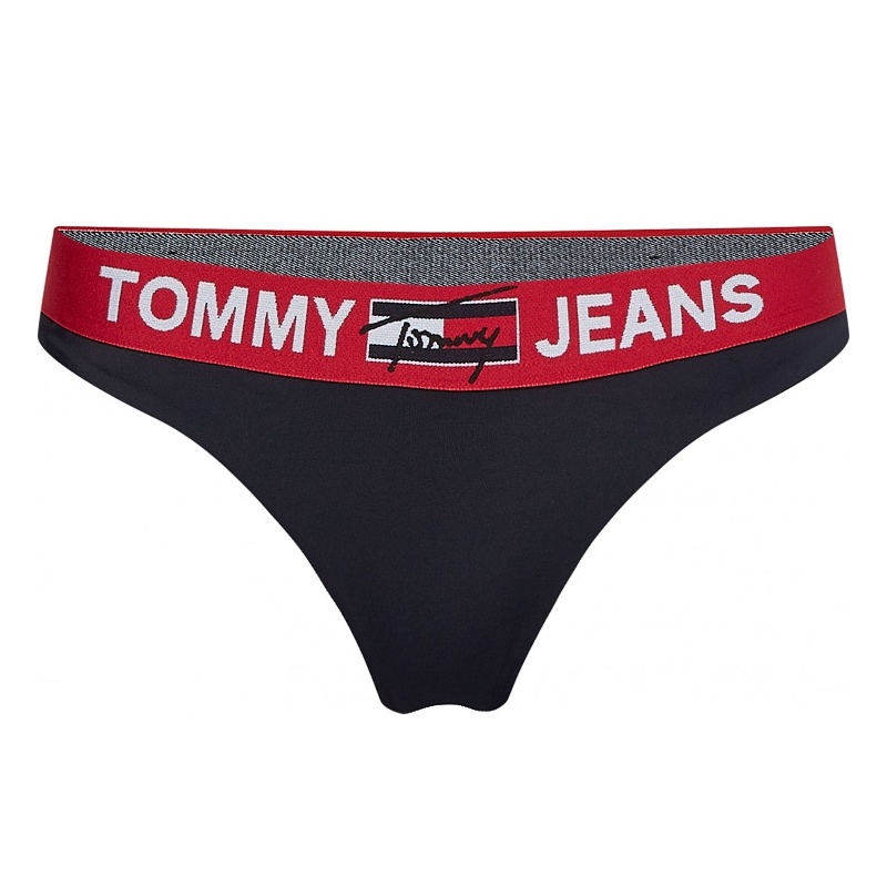 Tommy Jeans plavky dámske spodný diel Brazilian Print tmavo-modré DW5